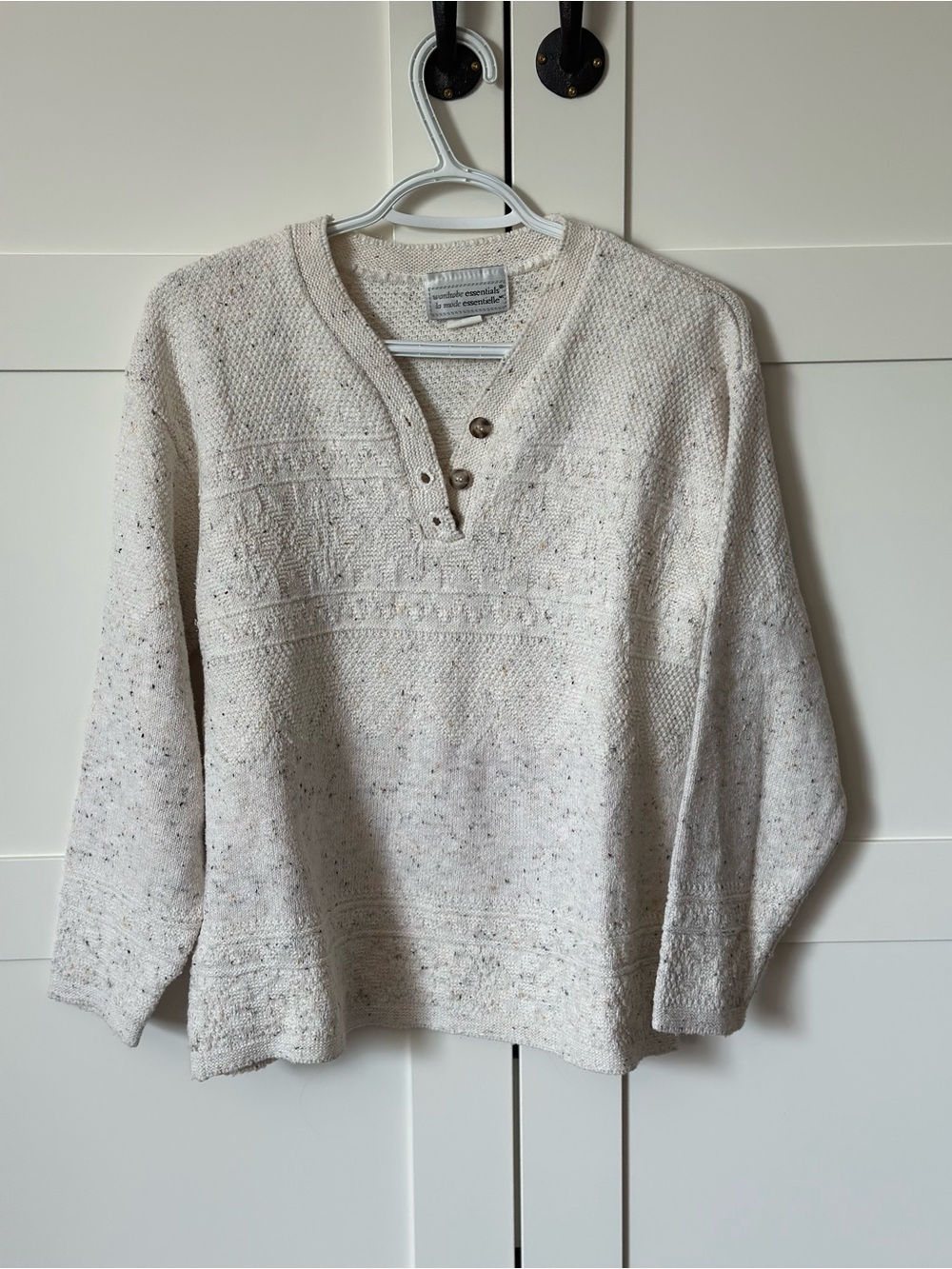 Comfortable Cream Knit Henley Sweater - Women